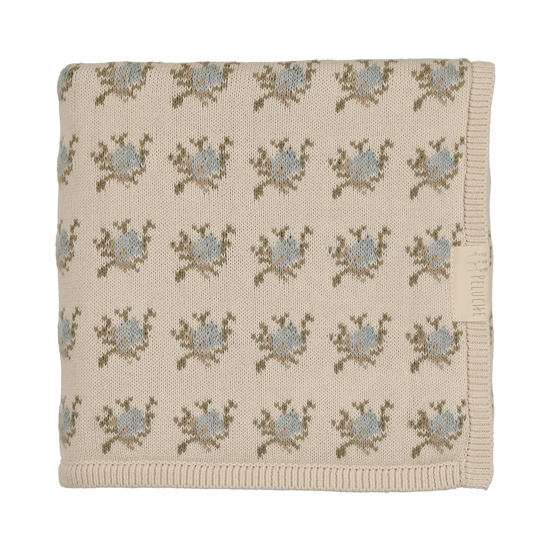 blanket knit floral antarsia - powder