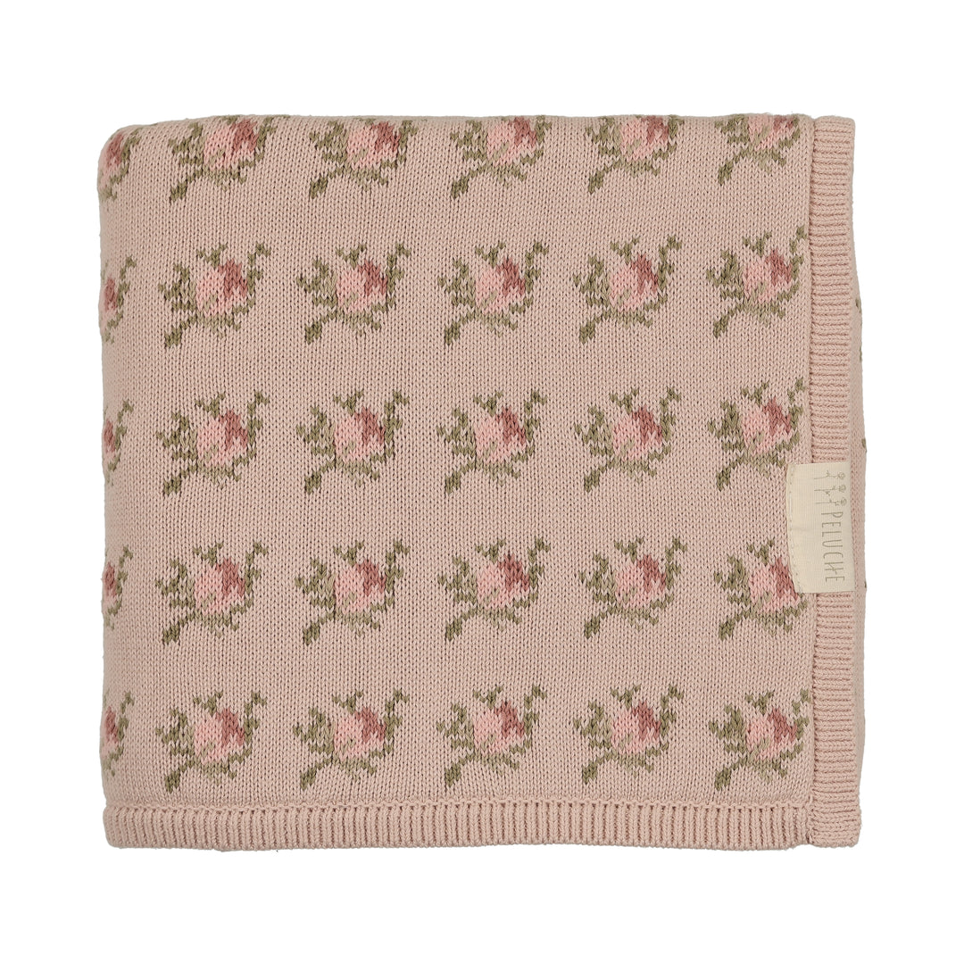 blanket knit floral antarsia - rose