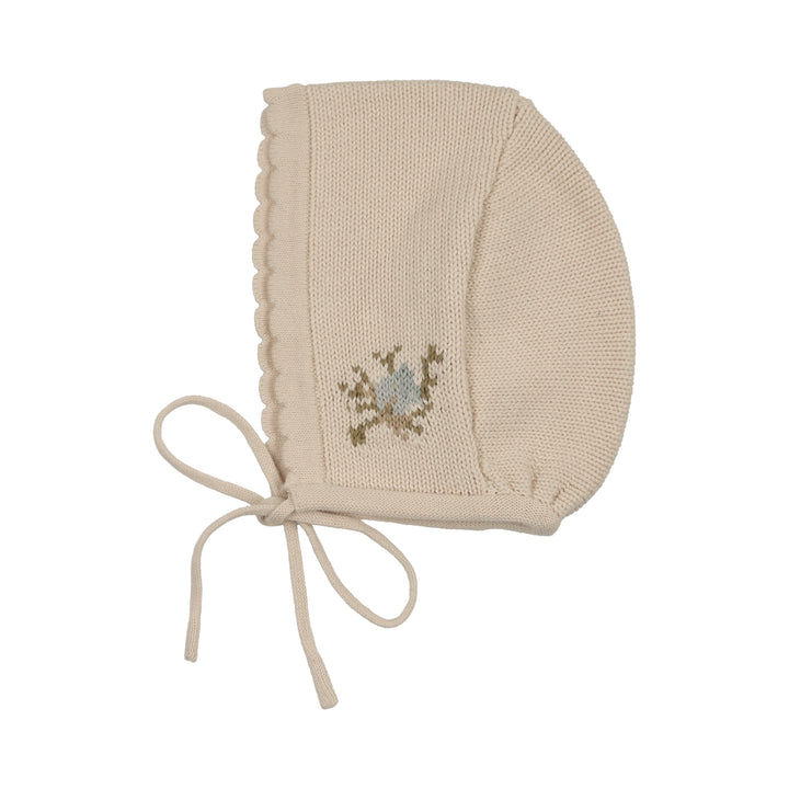 jacket floral knit antarsia with bonnet - powder
