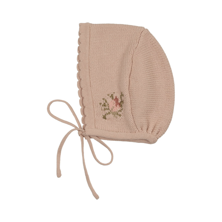 jacket floral knit antarsia with bonnet - rose