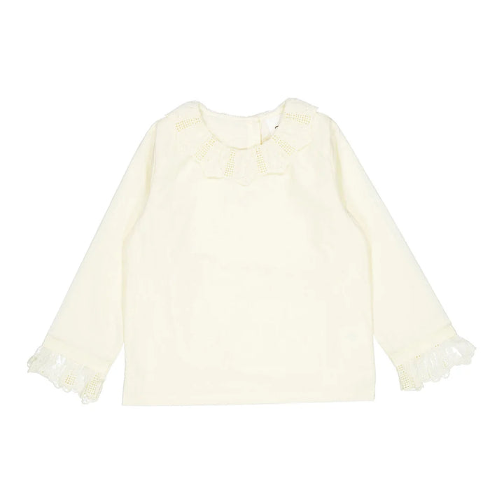 shirt l/s eyelet trim collar and sleeve - cream