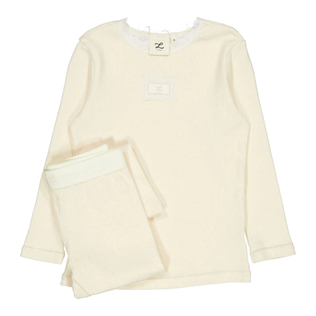 pajamas pointelle lace - cream