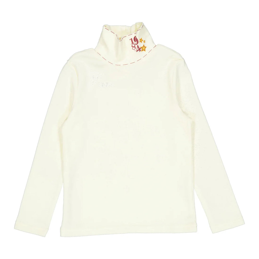 top l/s turtleneck logo - cream