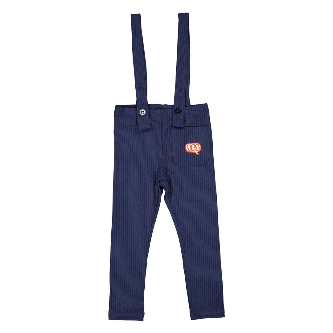 leggings ribbed suspender - navy
