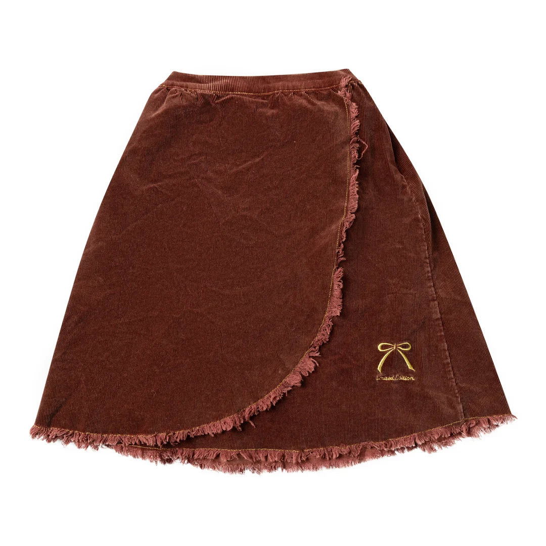 skirt bow embroidered wrap - brick-505