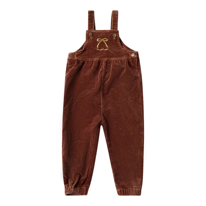 one piece bow embroidered overalls - brick-505
