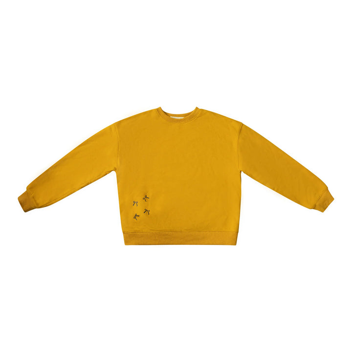 top l/s bow print sweatshirt - mustard-219