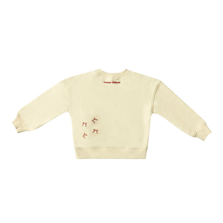 top l/s bow print sweatshirt - cream-97