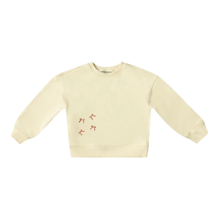 top l/s bow print sweatshirt - cream-97