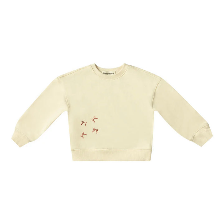 top l/s bow print sweatshirt - cream-97
