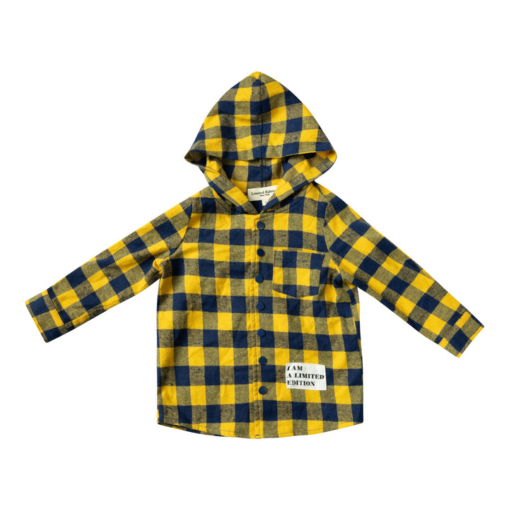 shirt l/s plaid hooded - blue-19