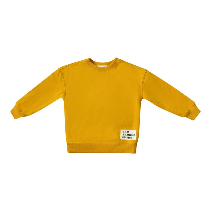 top l/s woven patch sweatshirt - mustard-219