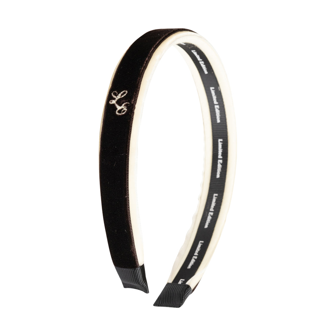 headband two tone velvet - chocolate/cream-493