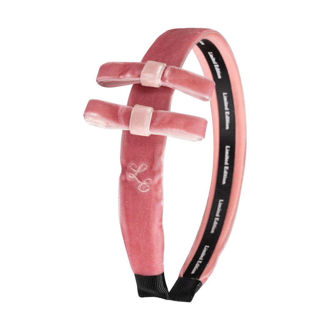 headband two tone velvet double bow - pink-18