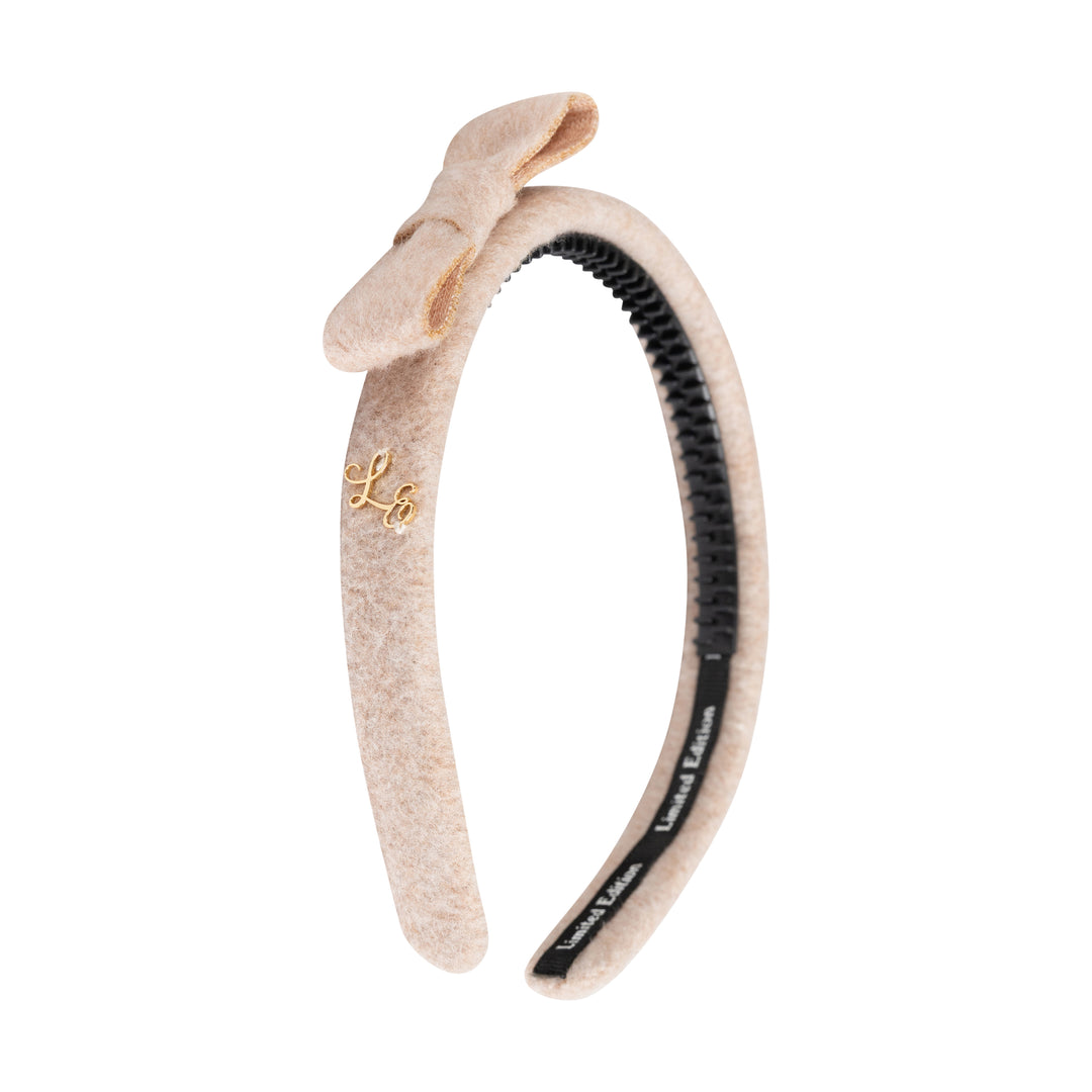 headband brushed wool bow - blush-502
