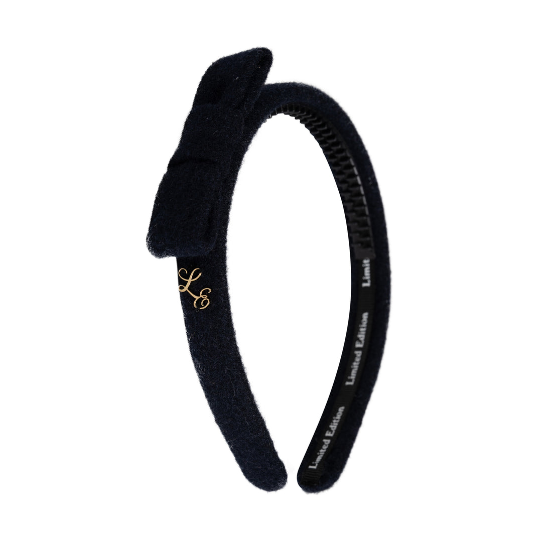 headband brushed wool bow - navy-8
