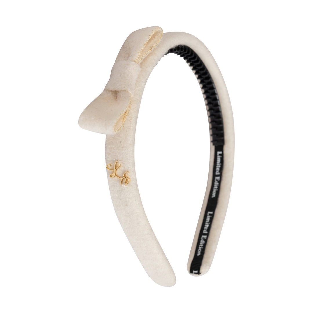 headband brushed wool bow - ivory-99