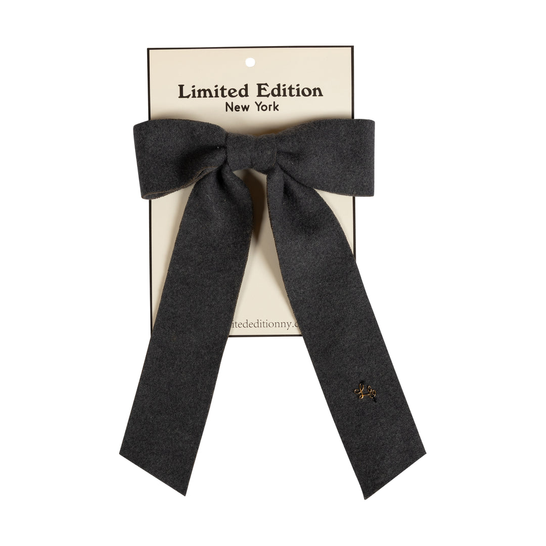 clip brushed wool bow - gray-287