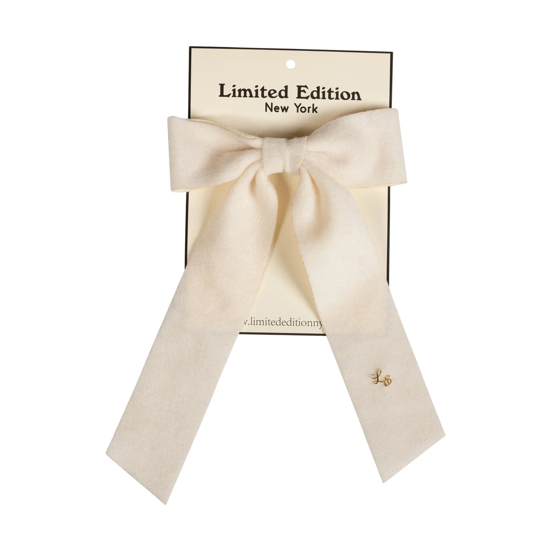 clip brushed wool bow - ivory-99