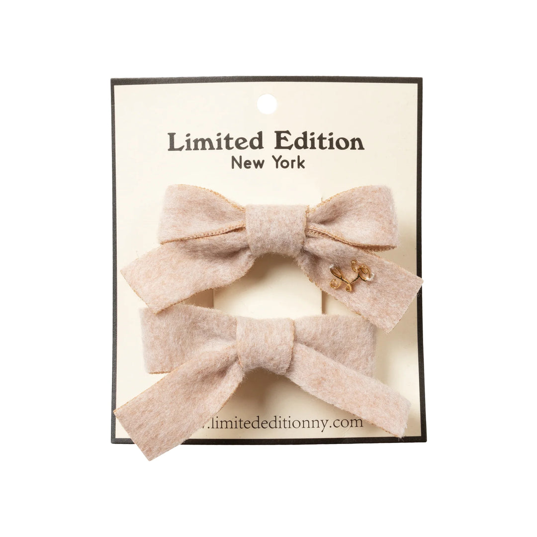 clip brush wool mini bow 2 pk - blush-502