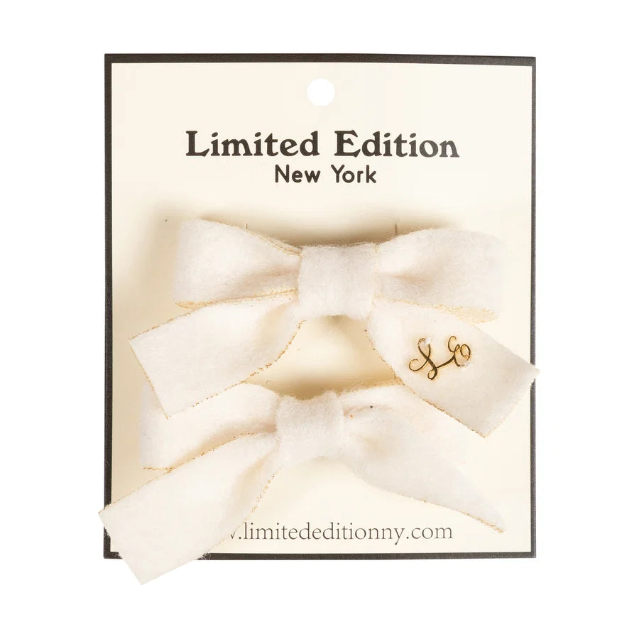 clip brush wool mini bow 2 pk - ivory-99