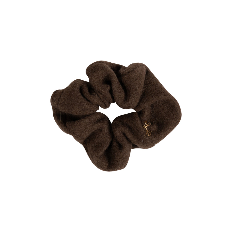 pony scrunchie brushed wool - chocolate-493