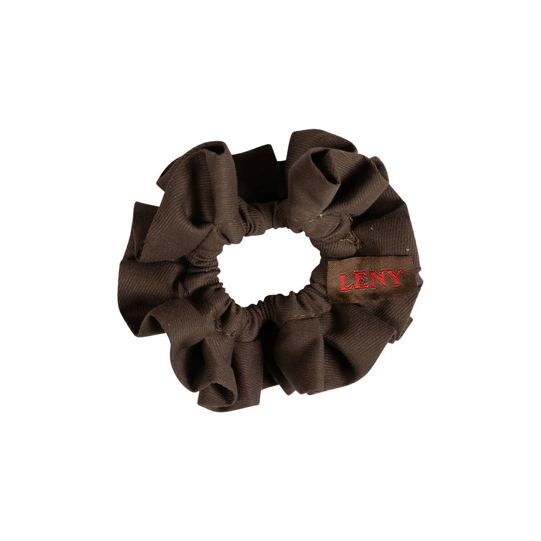 pony scrunchie canvas logo patch pleated - taupe-181