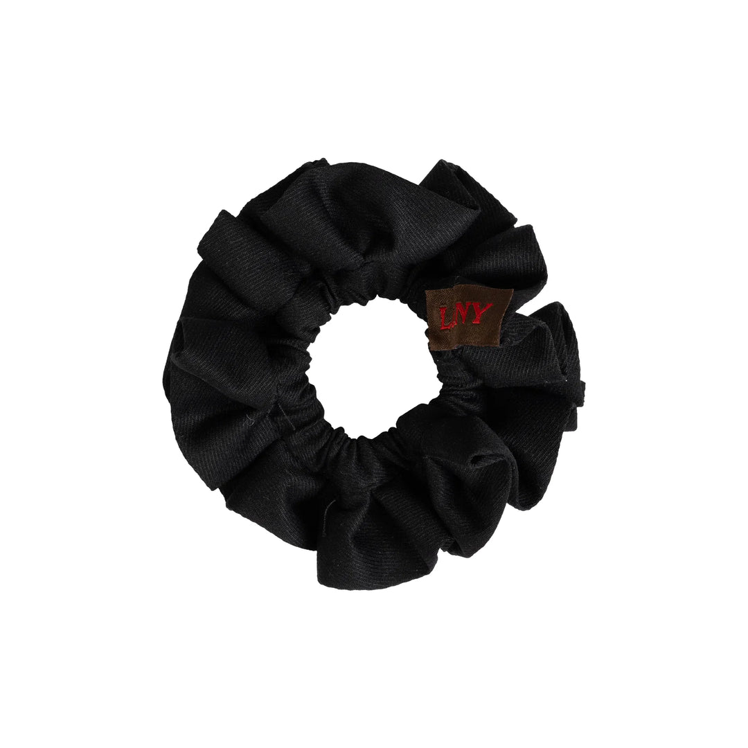 pony scrunchie canvas logo patch pleated - black-9