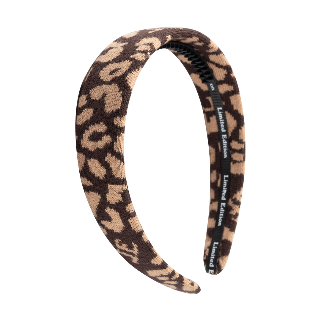 headband leopard knit - brown-493