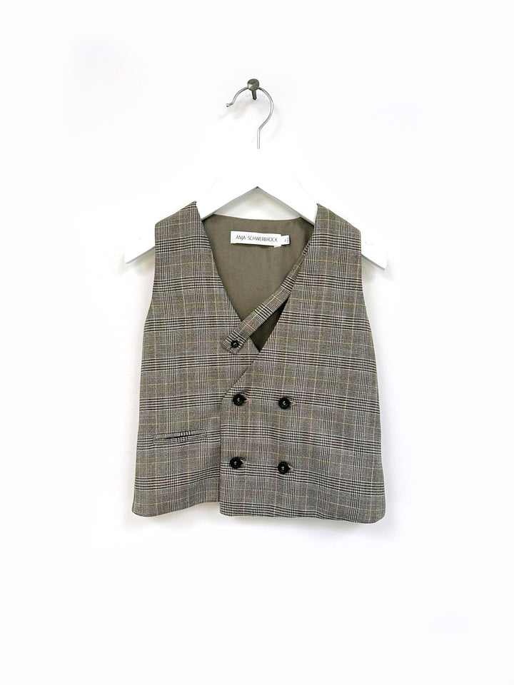 vest waistcoat detail band - checked