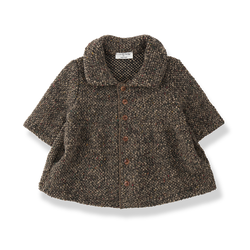 jacket wool speckled button up flowy - dark taupe