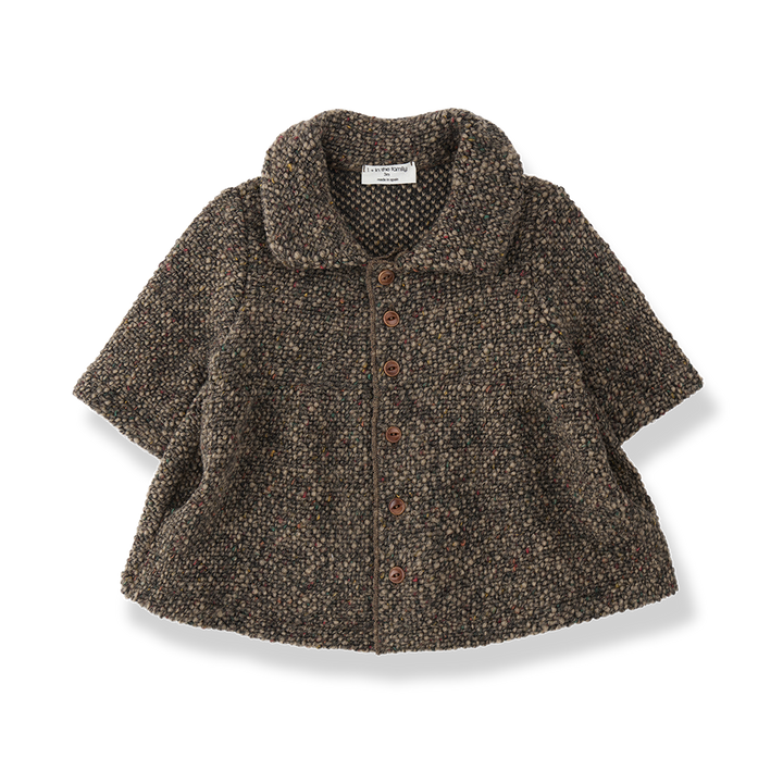 jacket wool speckled button up flowy - dark taupe