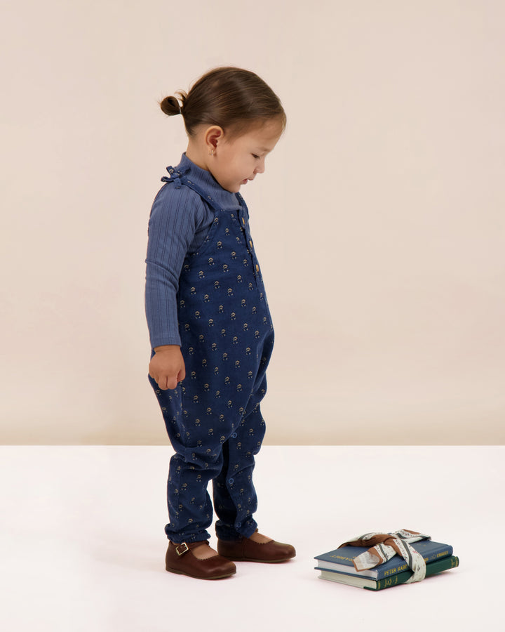 one piece vintage floral corduroy overalls - off blue