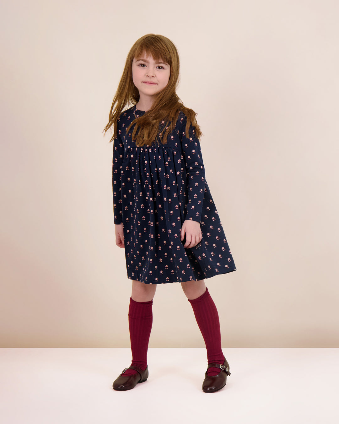 dress vintage floral high waisted - navy