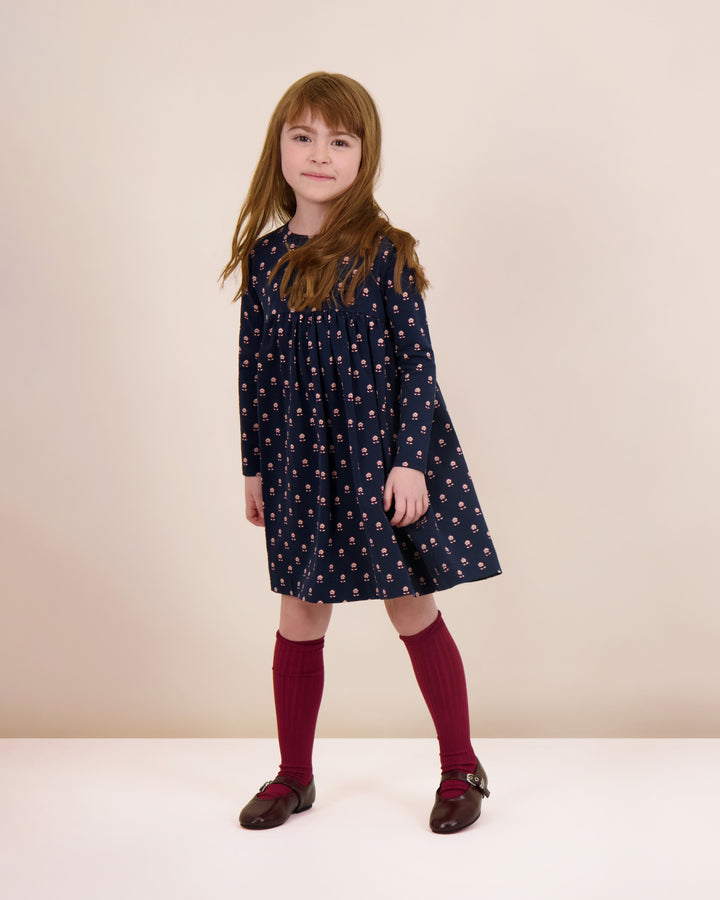 dress vintage floral high waisted - navy