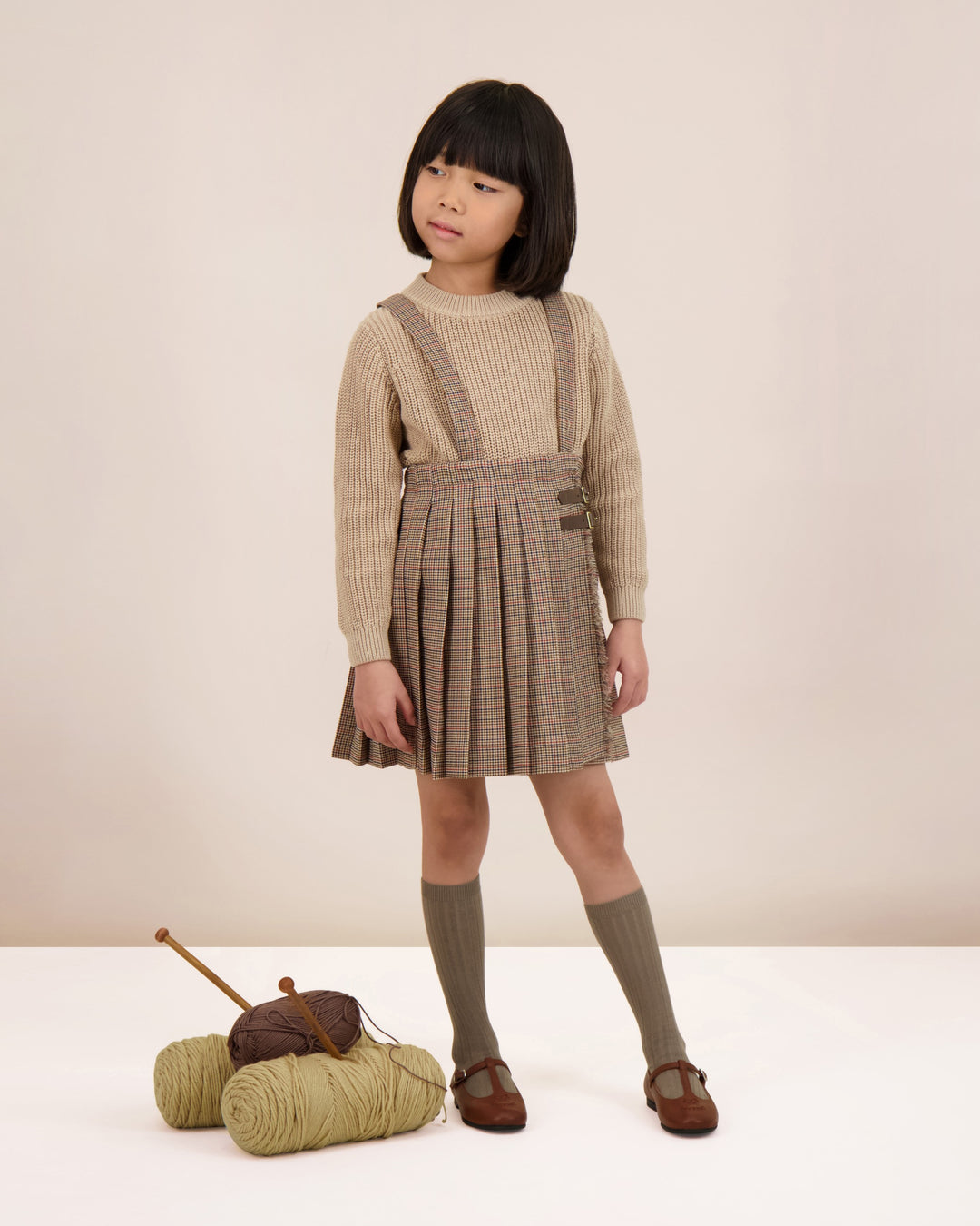 skirt pleated plaid kilt suspenders - houndstooth