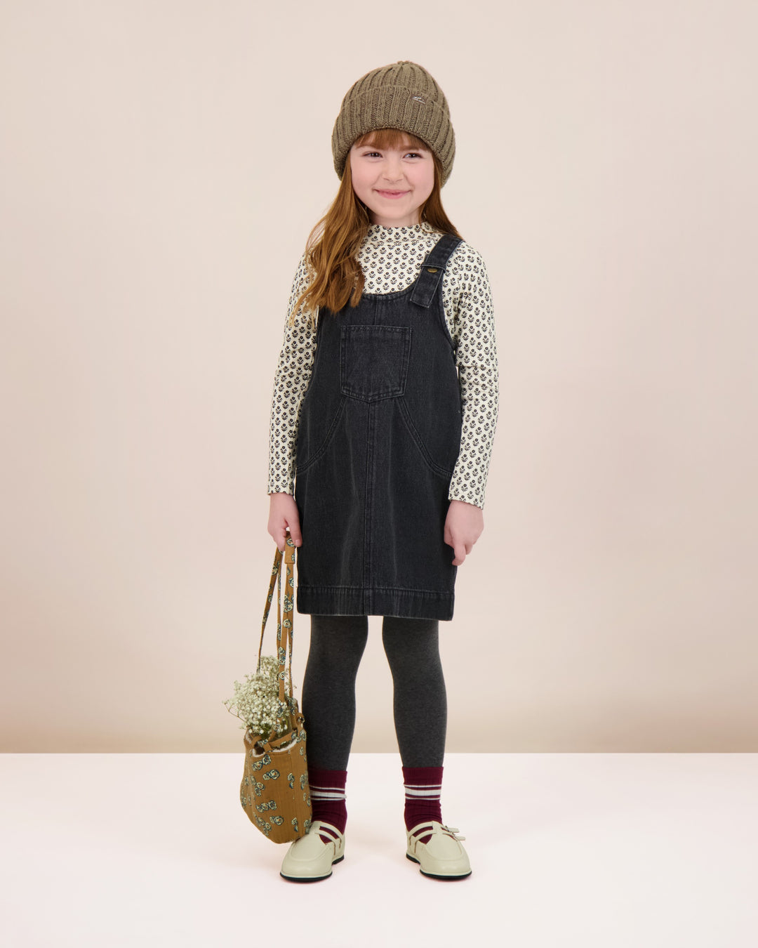 top l/s printed mockneck - ecru multi