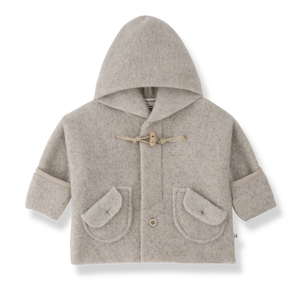jacket wool tassle with hood - beige