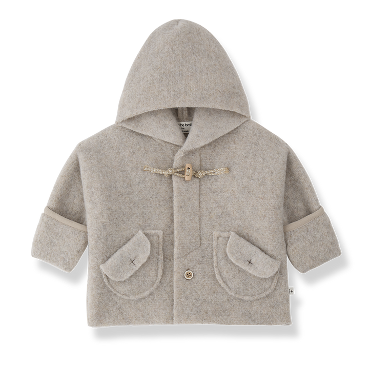 jacket wool tassle with hood - beige
