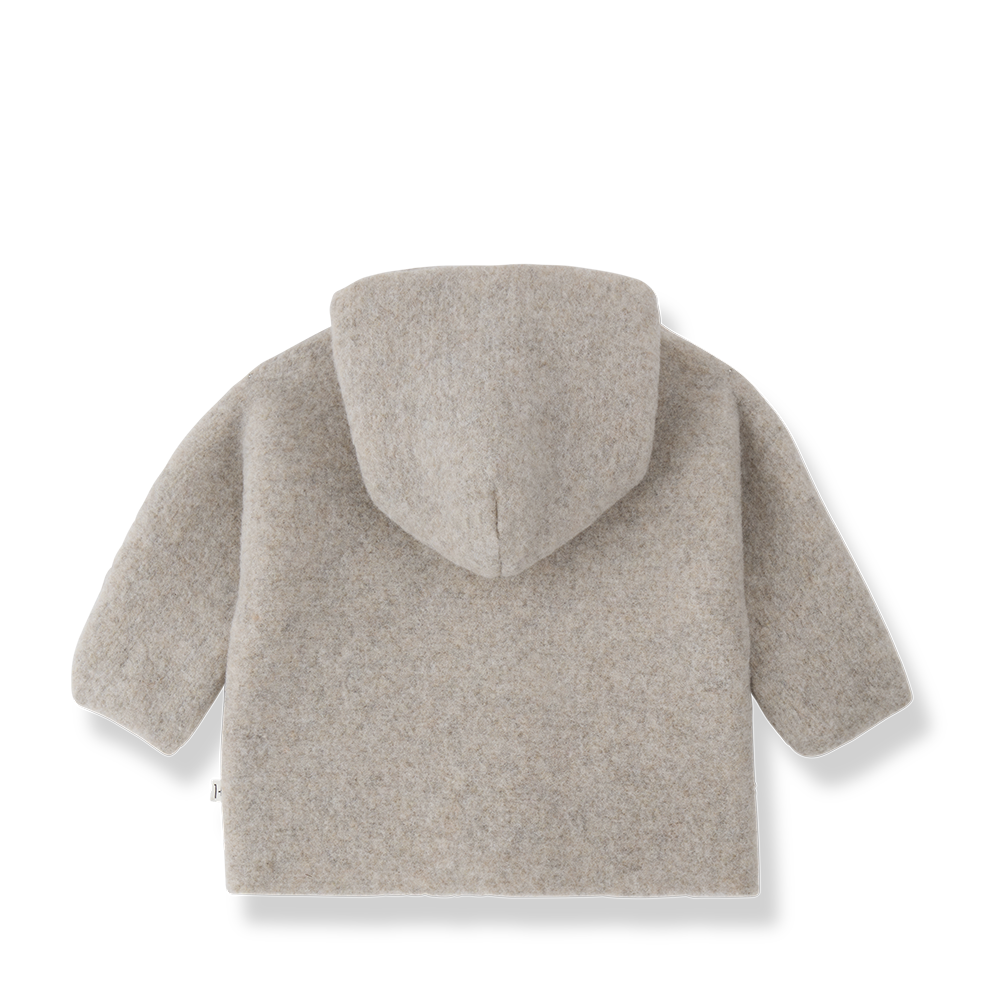 jacket wool tassle with hood - beige