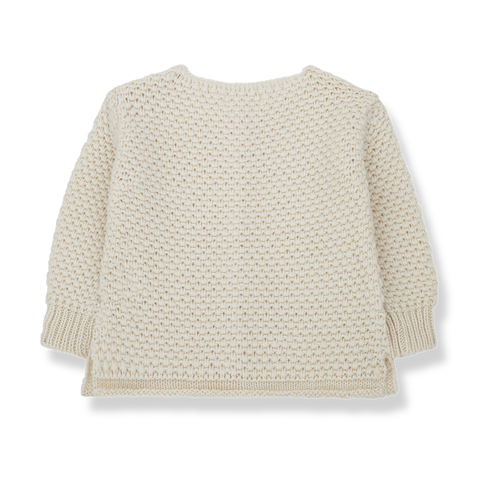 top l/s woven knit - ecru