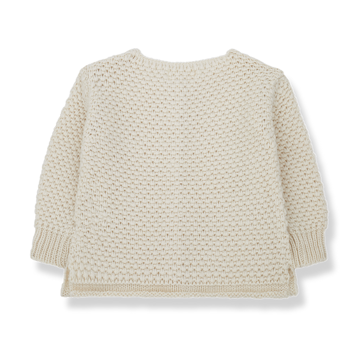 top l/s woven knit - ecru