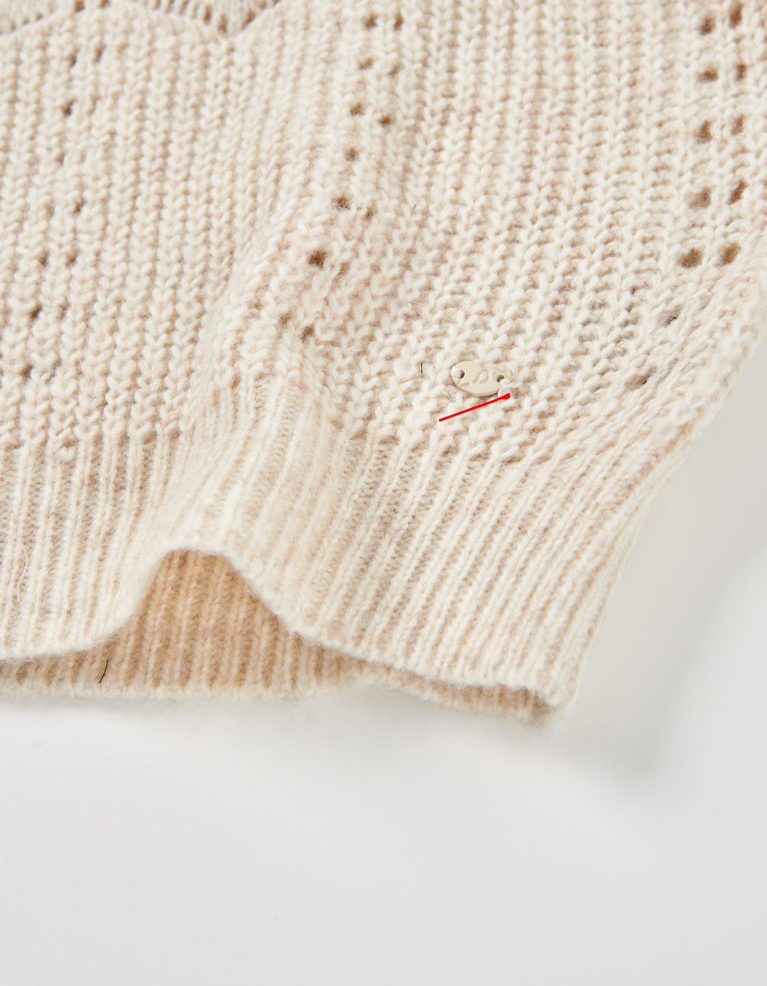 top l/s pointelle knit - white