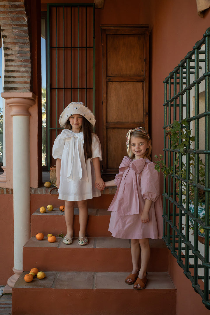 dress taffeta with large bow - pink