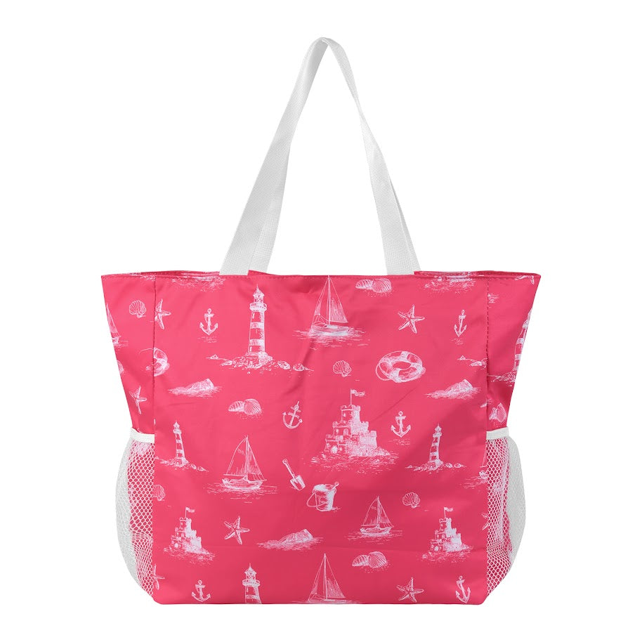 swim bag tote toile print - pink