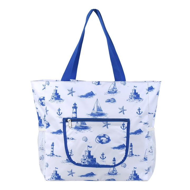 swim bag tote toile print - white