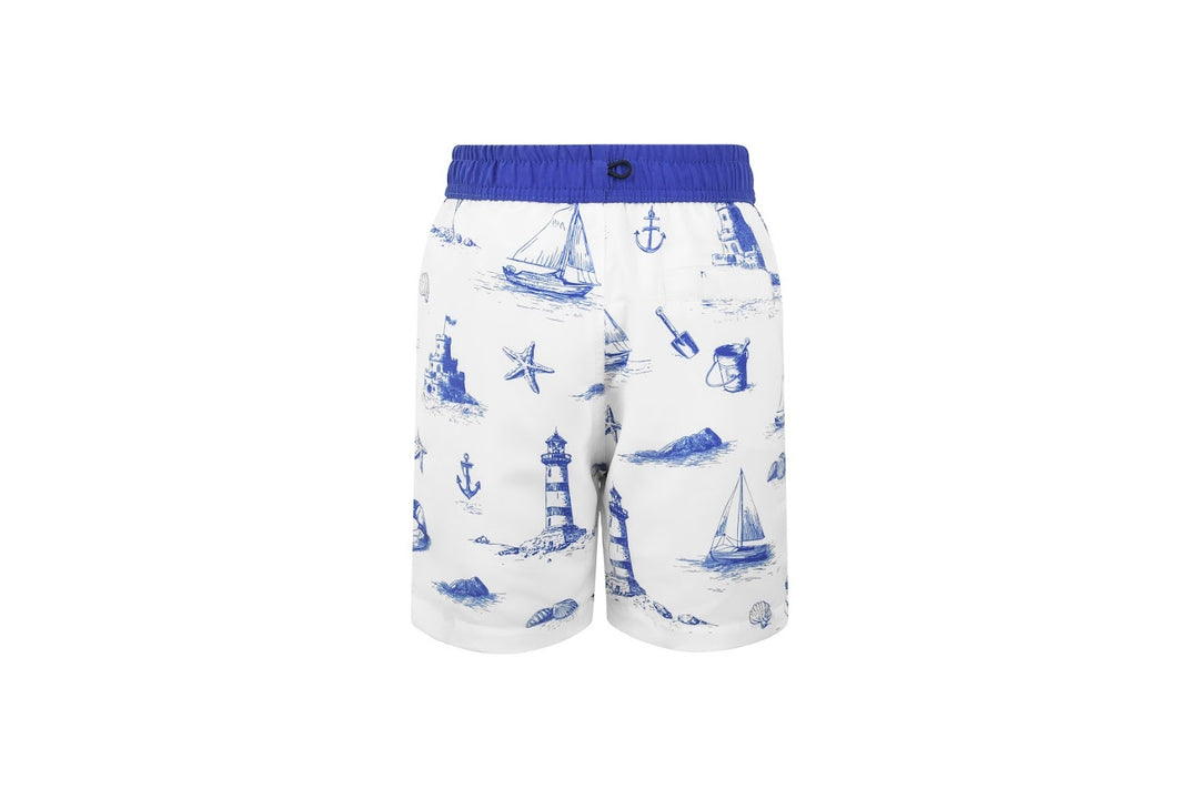 swim shorts toile print - blue