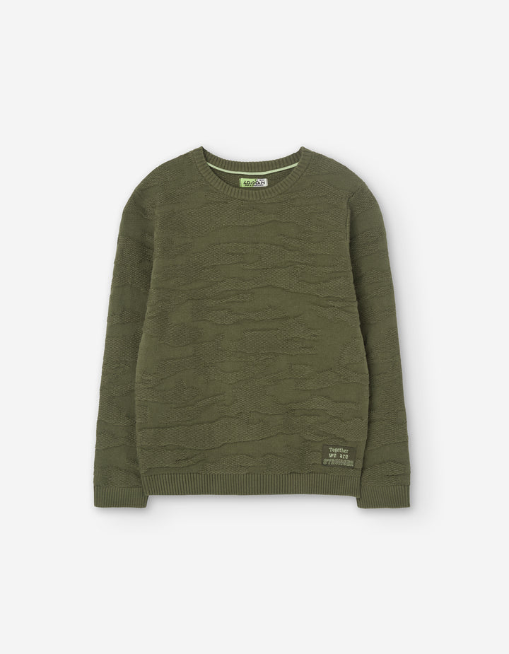 top l/s crew neck textured - green