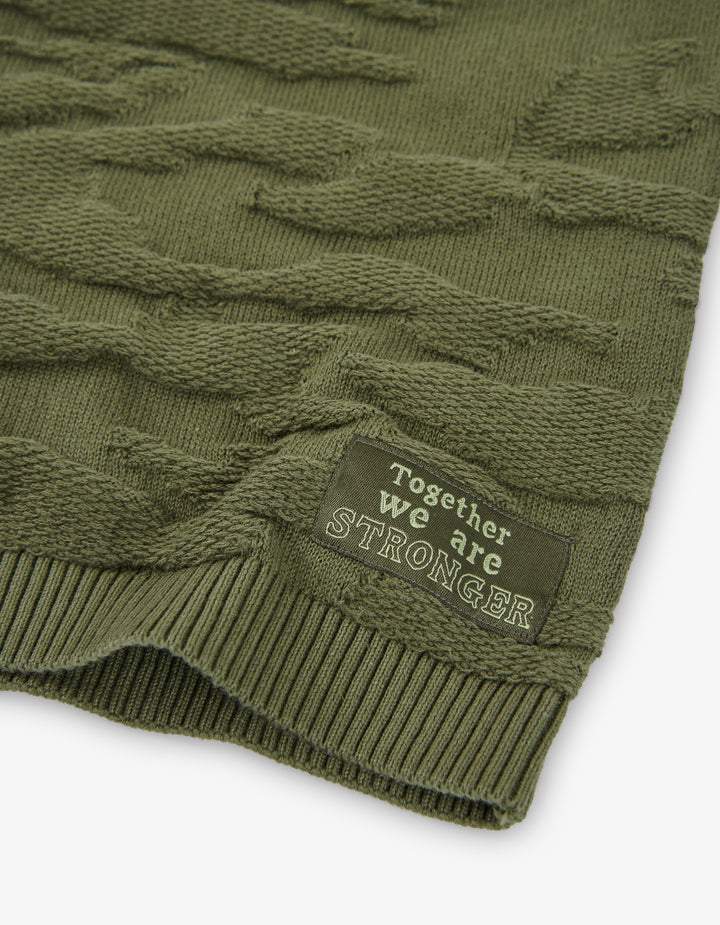 top l/s crew neck textured - green