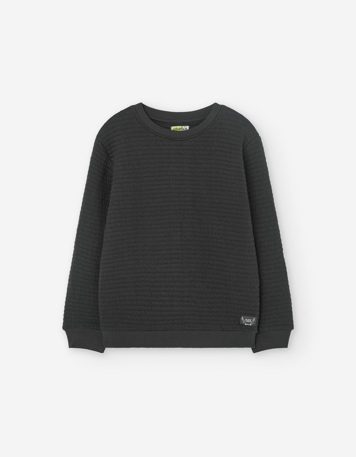 top l/s crew neck textured - grey